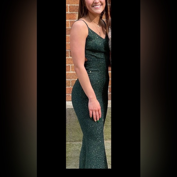 Sparkly Emerald Green Prom Dress - Picture 3 of 4